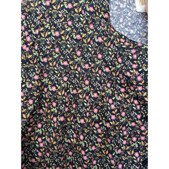 Nation LTD Paisley Pintuck Crop Shirt Button Ditsy Floral Black Multicolor Sz M - Picture 4 of 11